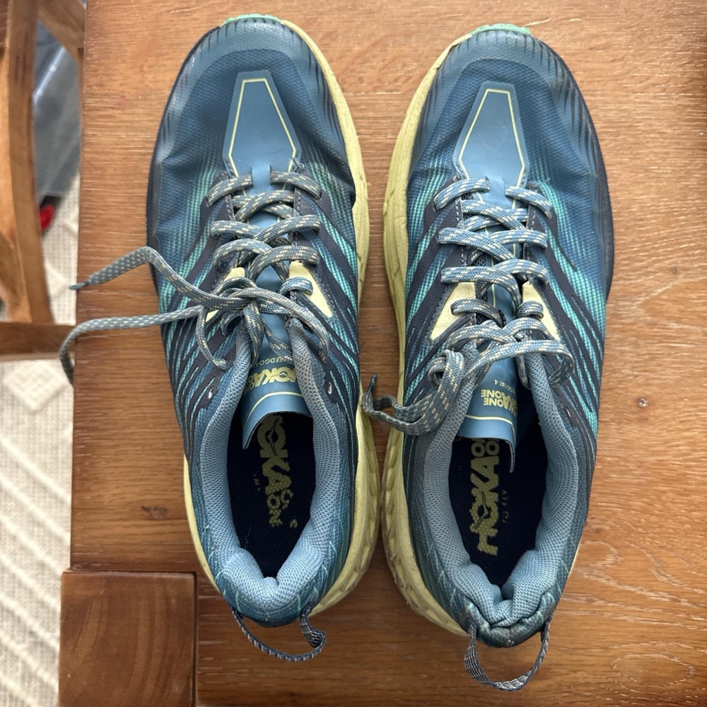 Hoka Womens Athletic Shoes in Blue and Yellow